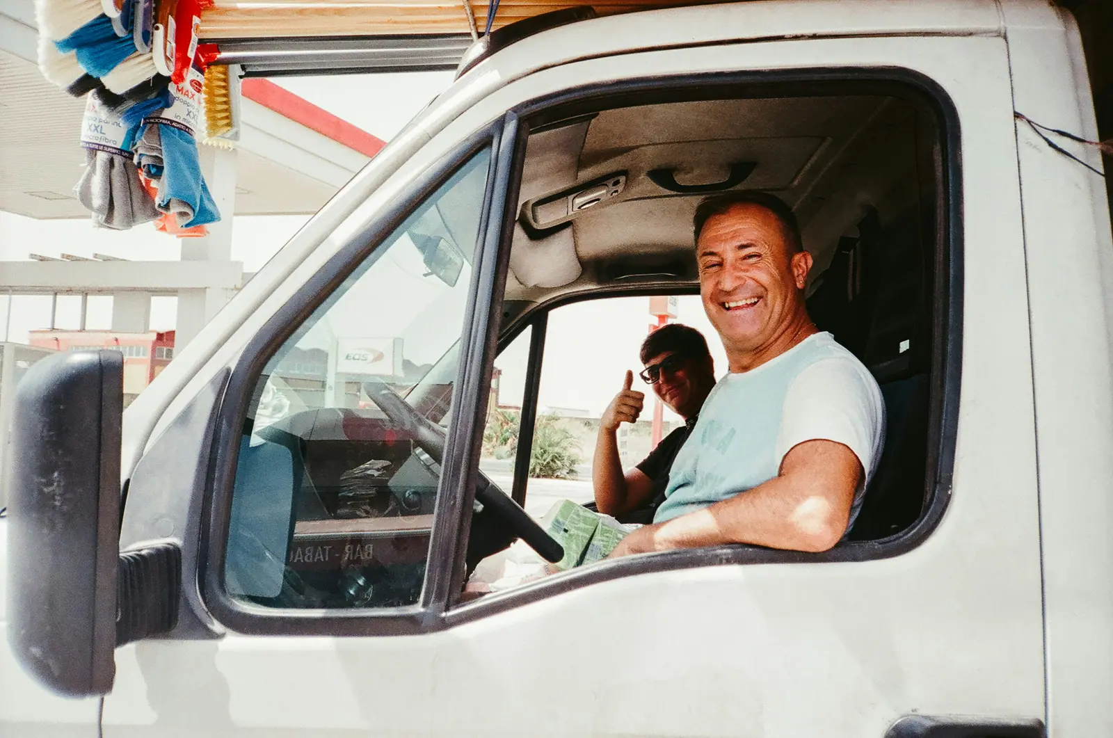 A driver checking the mirrors before pulling out